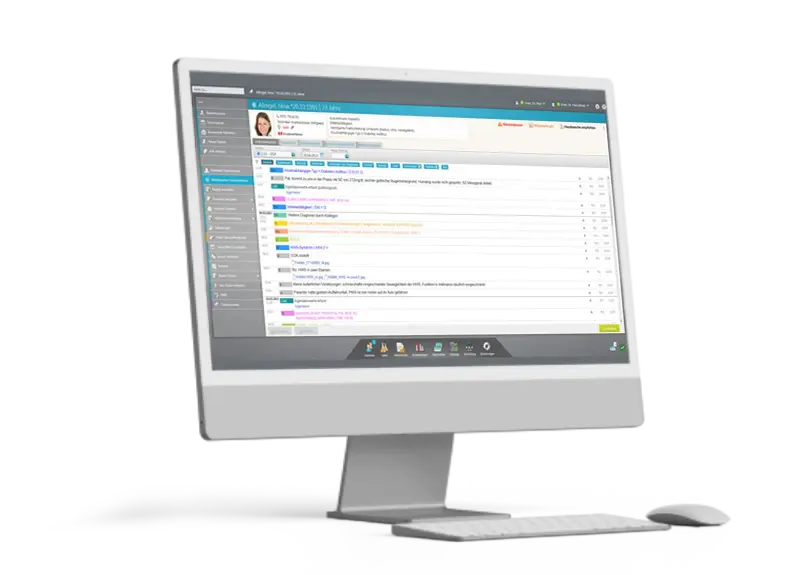 A patient’s record card in the practice software