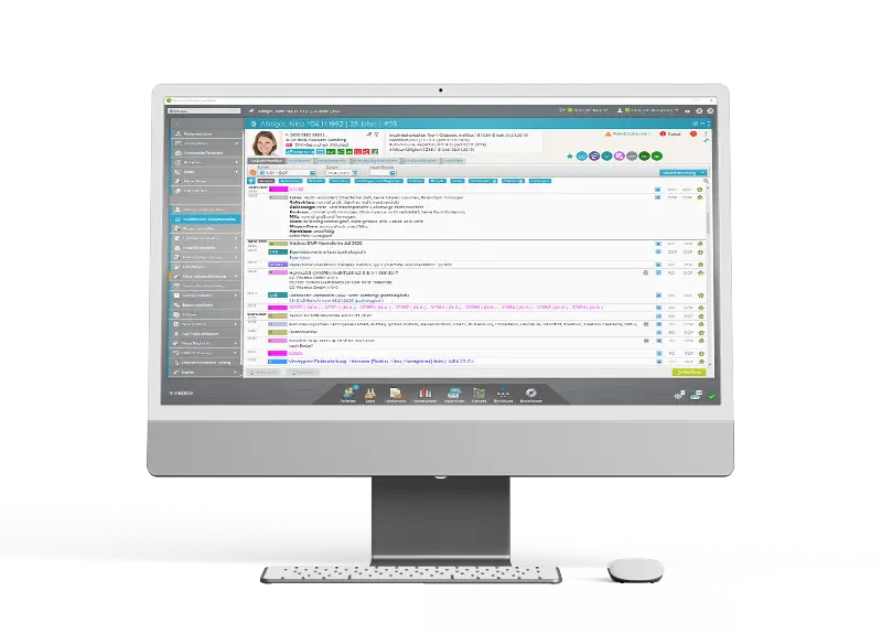 medatixx’s permanent section with coloured status buttons