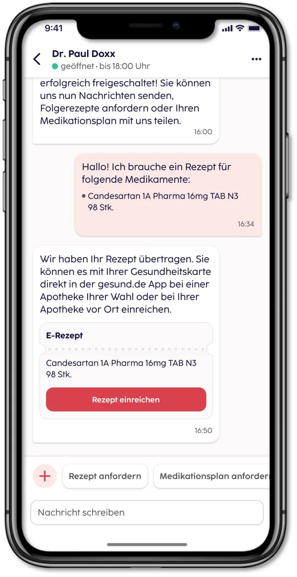 Requesting a repeat prescription in the gesund.de app